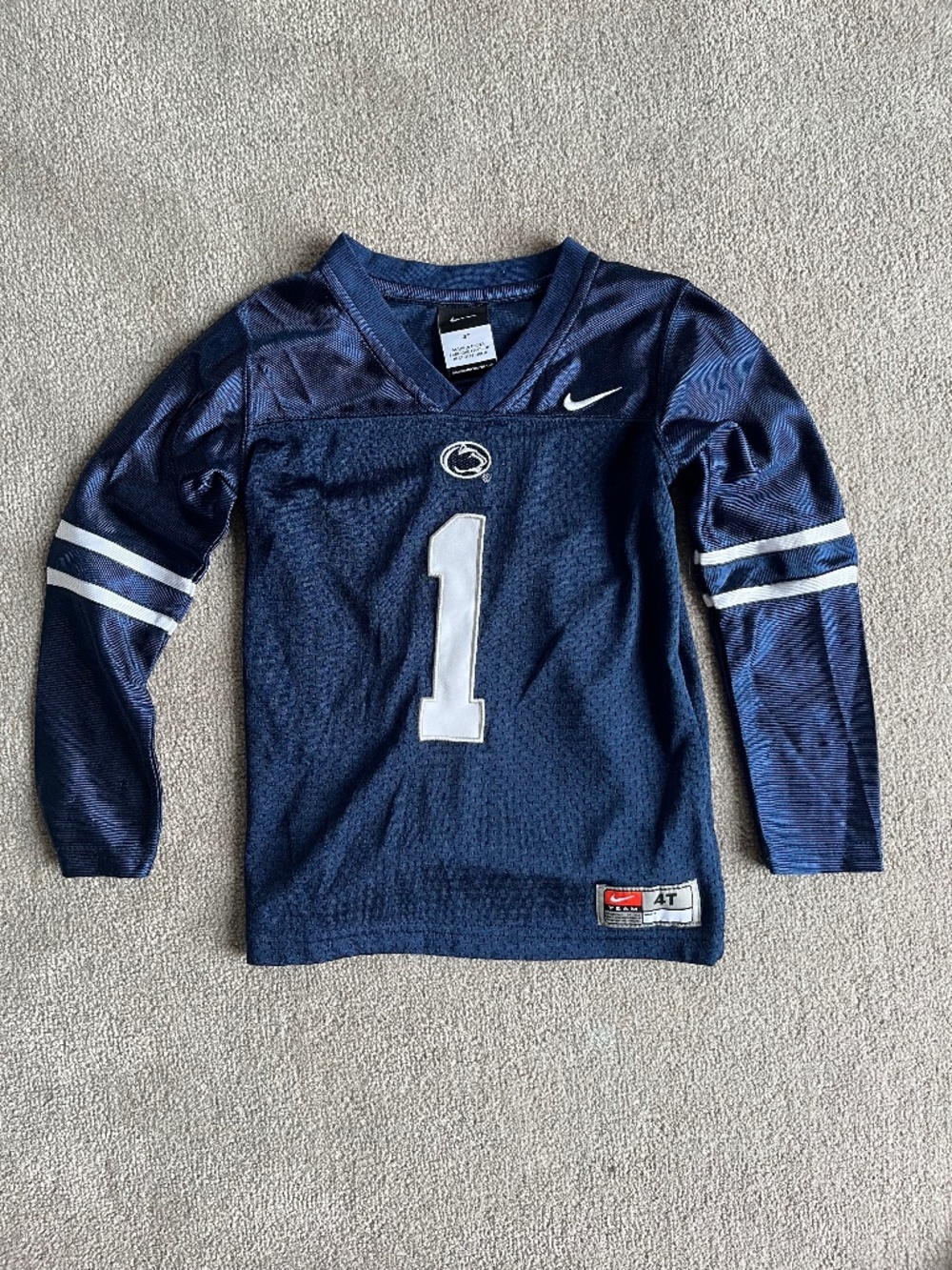 Penn State Nittany Lions #1 Nike Football Jersey Toddler Size 4T Long Sleeve
